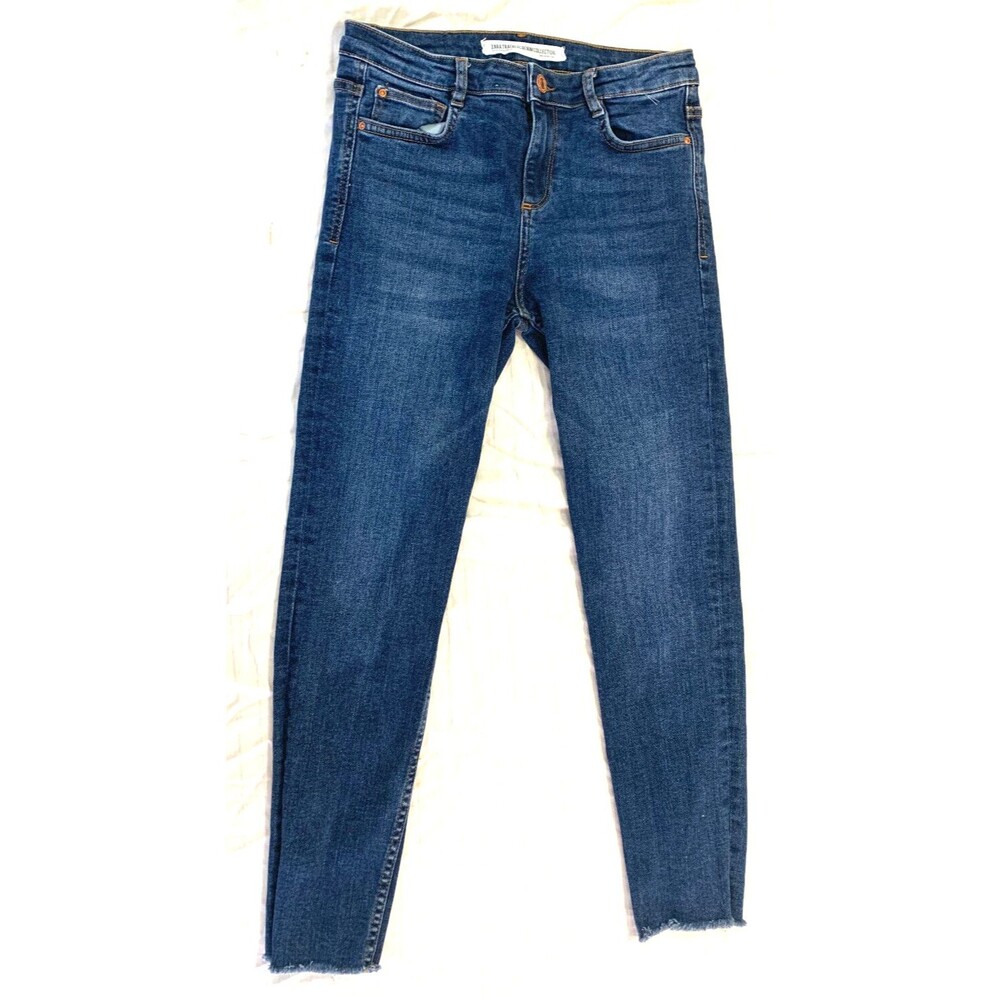 ZARA TRAFALUC DENIM COLLECTION WOMENS CAPRIS JEANS SKINNY SIZE 8